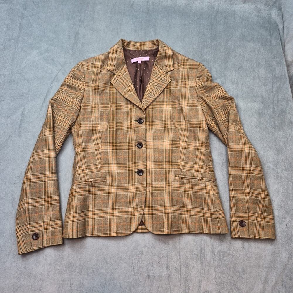 Kuhlman Academia Glen Check Houndstooth Plaid Womens Blazer Made In Italy EU 46
